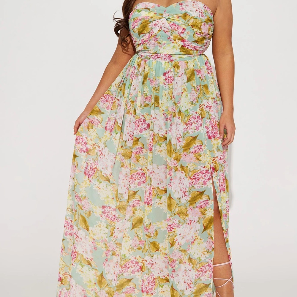Strapless floral maxi dress
